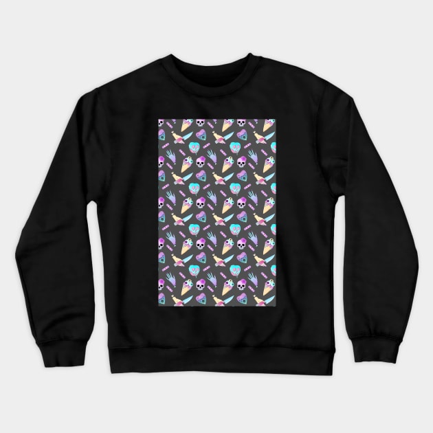 Pastel Goth Occult Pagan Pattern Creepy Cute Crewneck Sweatshirt by Wanderer Bat